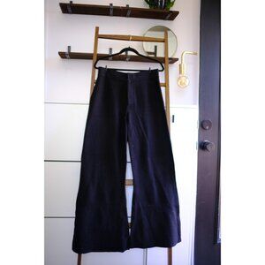Anthropologie Wide Leg Wool Trousers - Black - M - Like New